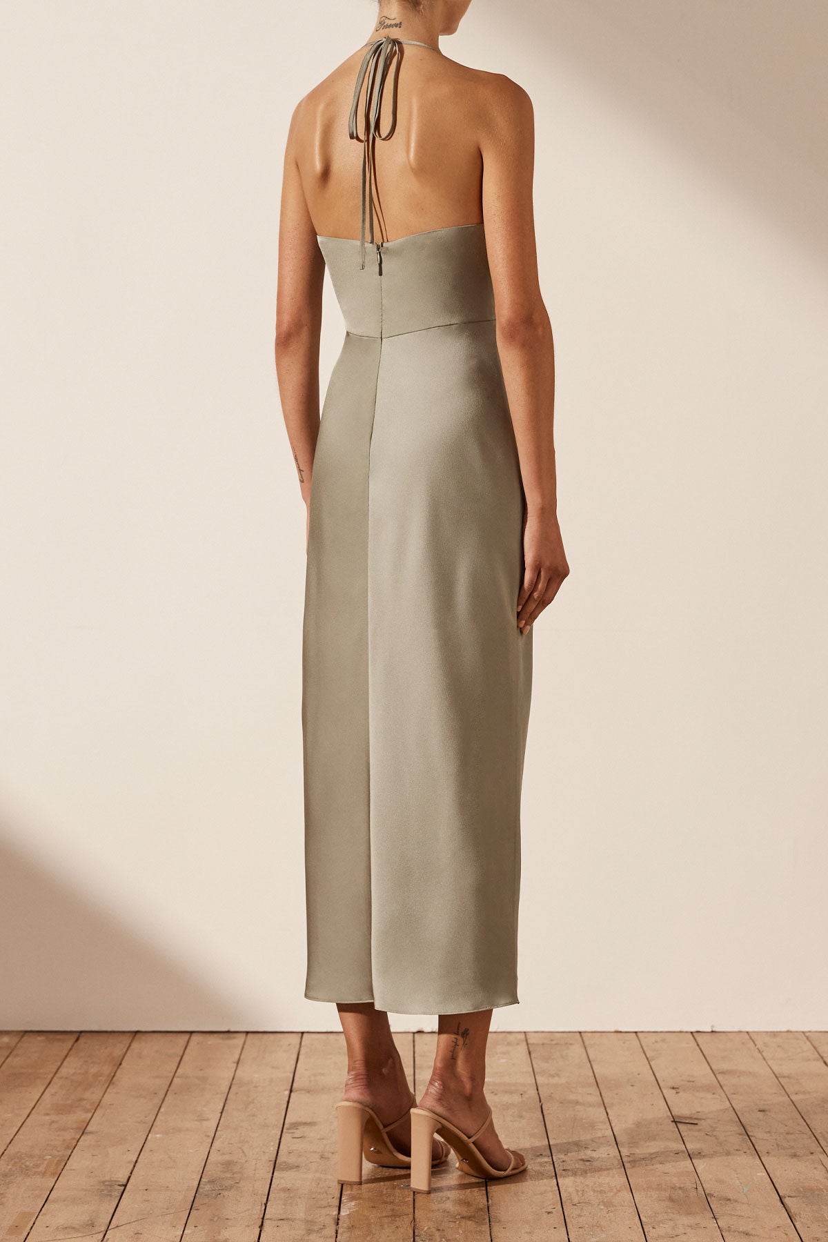 Luxe Twist Front Halter Midi Dress | Eucalyptus | Dresses | Shona Joy