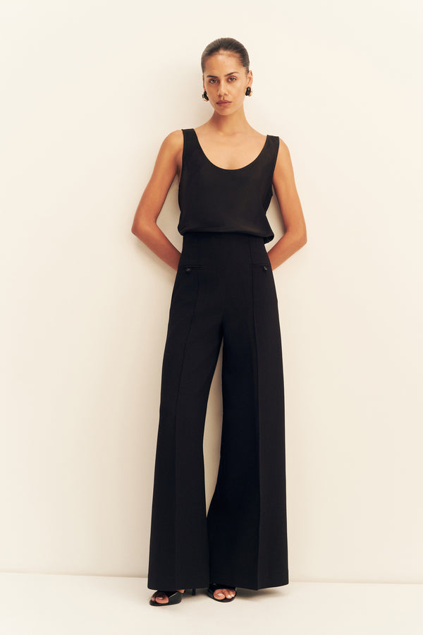 AMURA HIGH WAISTED WIDE LEG PANT - BLACK