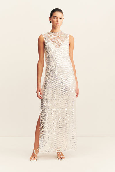 long sleeveless dress Shona Joy - Asteri High Neck Maxi Monteau white eyelet dress Designed with a comfortable specialoccasion Size:10 YEAR