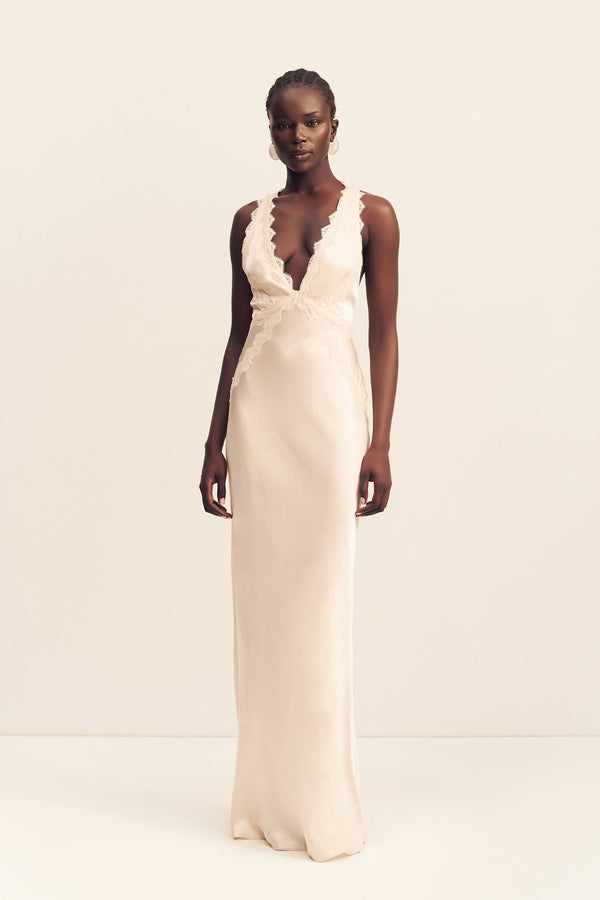 LA LUNE LACE CROSS BACK MAXI DRESS - CREAM_F