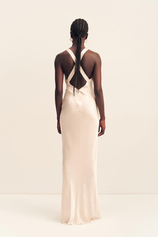 LA LUNE LACE CROSS BACK MAXI DRESS - CREAM