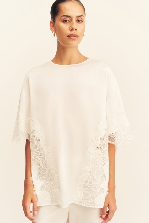 ENIKO LACE T-SHIRT - IVORY
