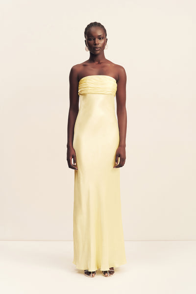 La Lune Strapless Ruched Bodice Maxi Dress | Lemon | Dresses | Shona Joy Shona Joy US La Lune Strapless Ruched Bodice Maxi Dress | Lemon | Dresses | Shona Joy Shona Joy US