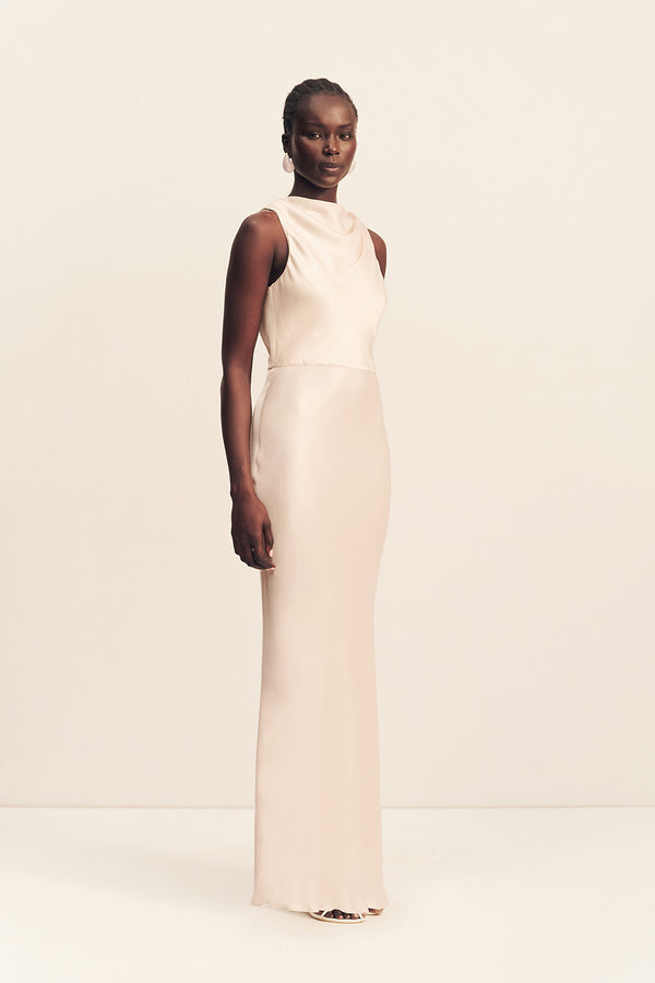 LA LUNE HIGH NECK MAXI DRESS - CREAM