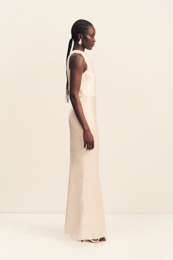 LA LUNE HIGH NECK MAXI DRESS - CREAM