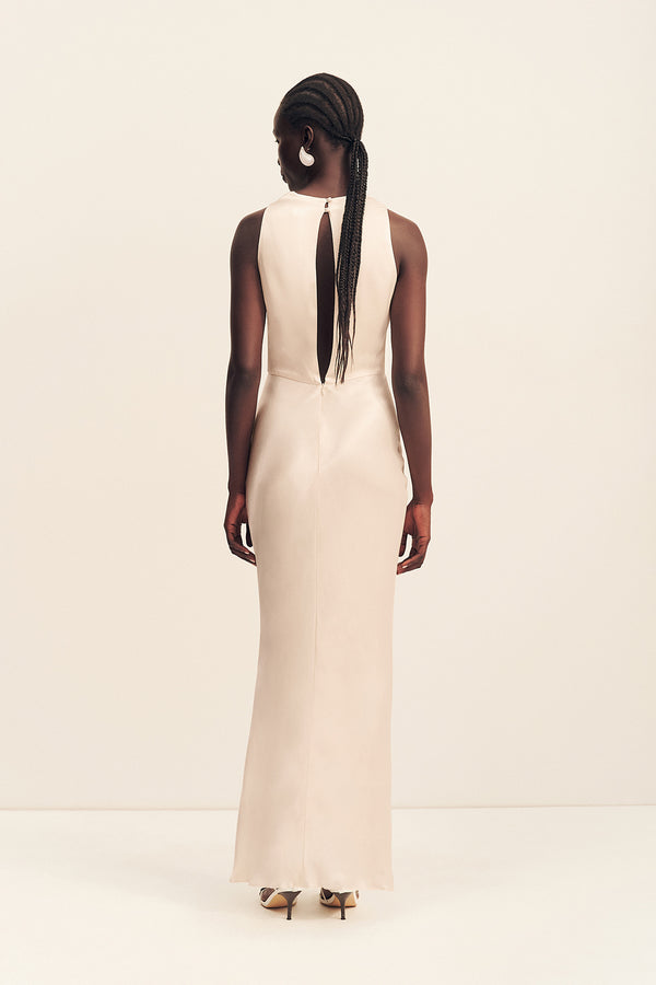 LA LUNE HIGH NECK MAXI DRESS - CREAM