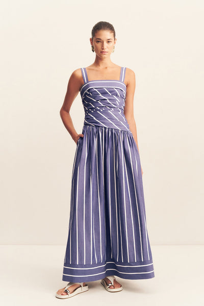 Cambridge Square Neck Maxi Dress | Chambray Blanc | Dresses