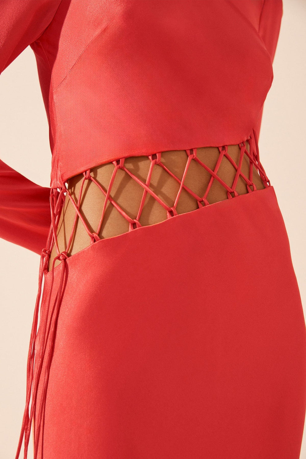 Red Slinky Cowl Wrap Detail Backless Bodycon Dress