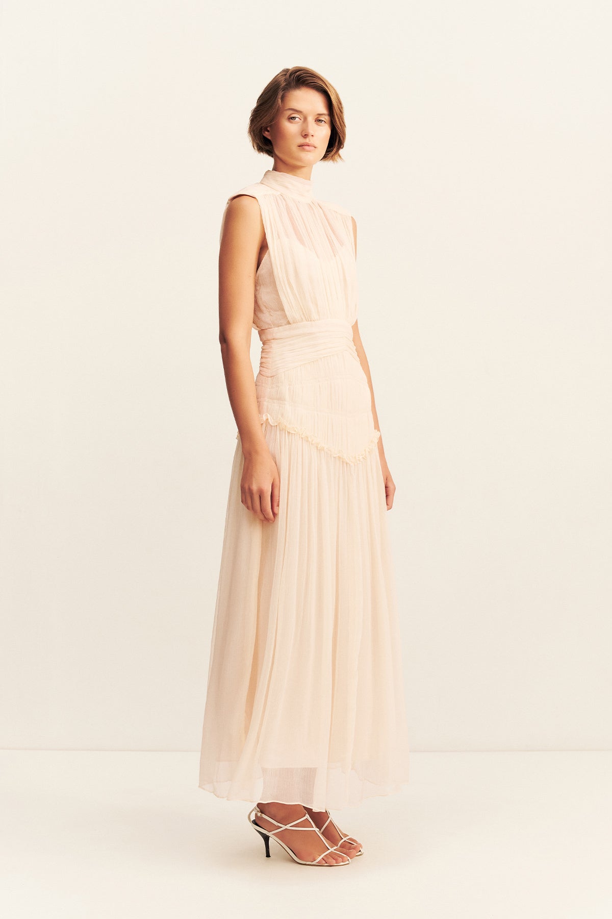 Clemence High Neck Midi Dress | Cream | Dresses | Shona Joy