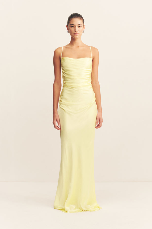 LA LUNE LACE BACK MAXI DRESS - LEMON_F