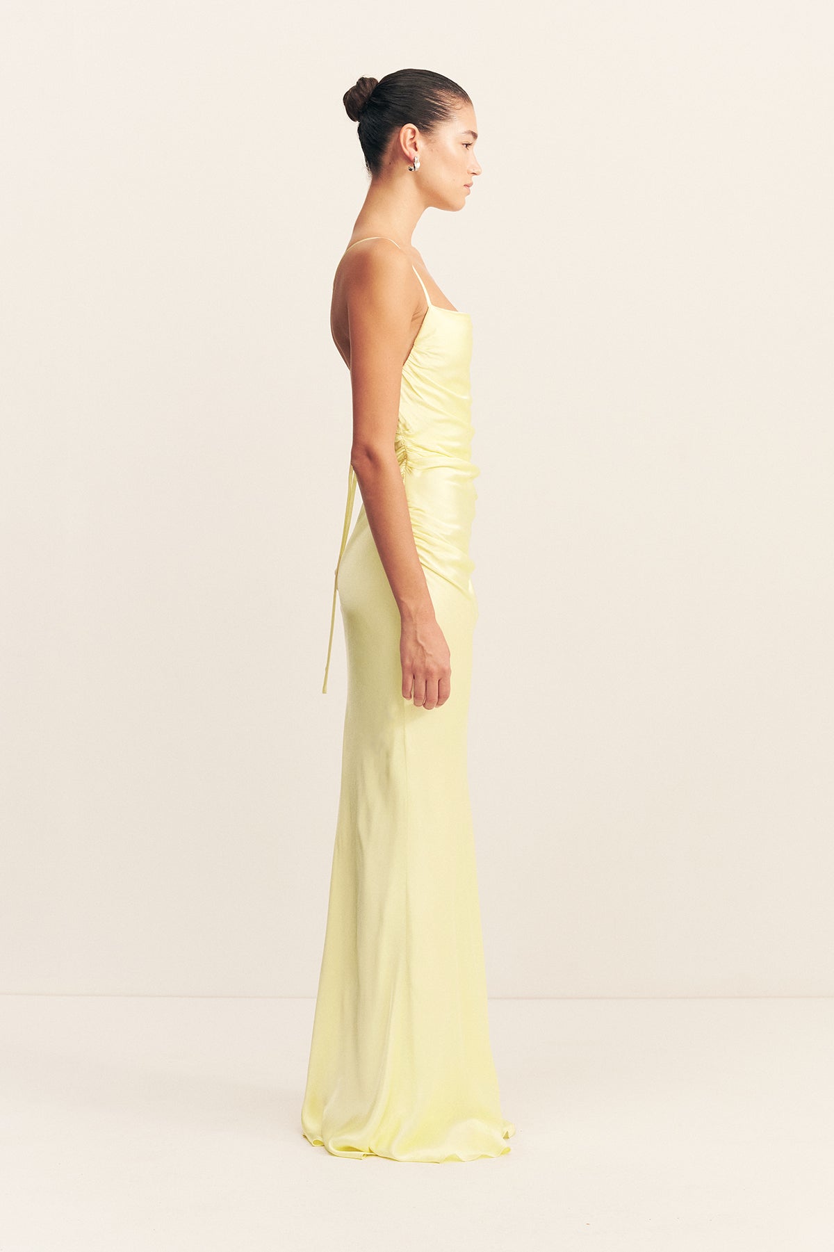 la lune strapless ruched bodice maxi dress lemon Shona Joy - La Lune Strapless Ruched Bodice Maxi Dress - Lemon