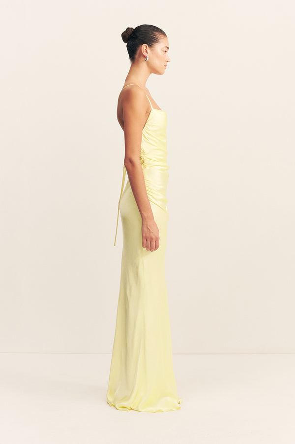 LA LUNE LACE BACK MAXI DRESS - LEMON