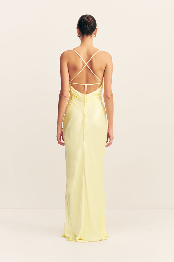 LA LUNE LACE BACK MAXI DRESS - LEMON
