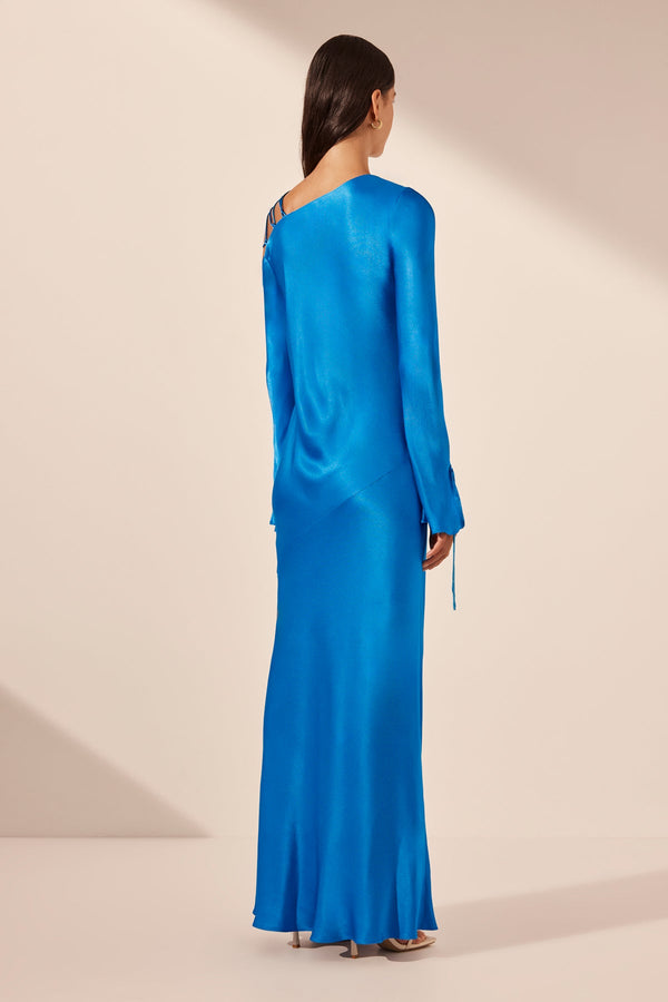 NORA LACE DETAIL MAXI DRESS - AQUA_B