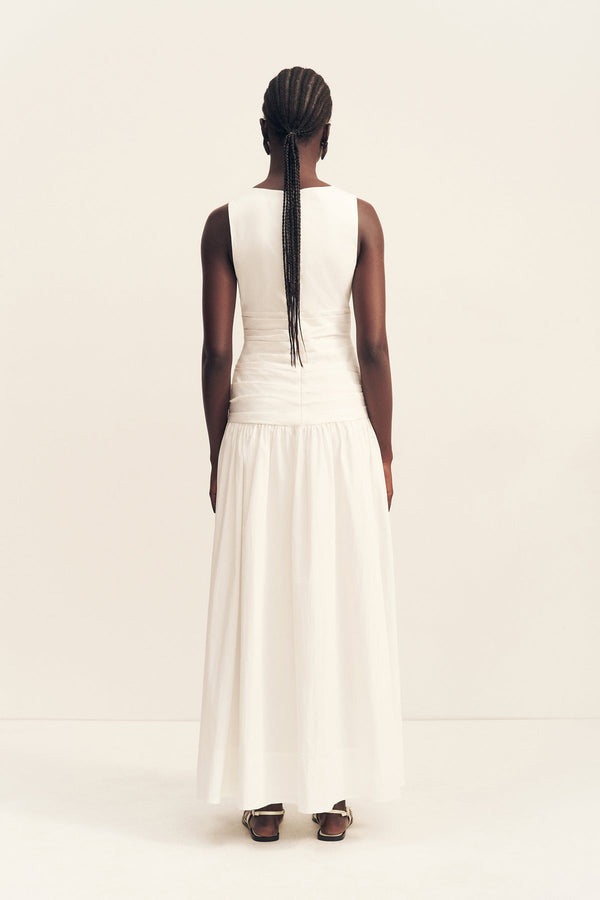 CAMPBELL GATHERED MAXI DRESS - IVORY