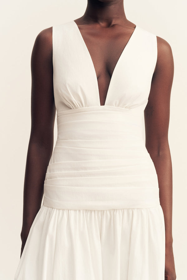 CAMPBELL GATHERED MAXI DRESS - IVORY