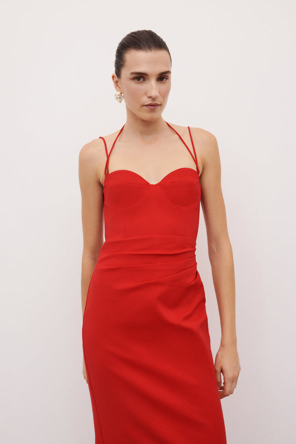 LANI BUSTIER MAXI DRESS - CHILLI