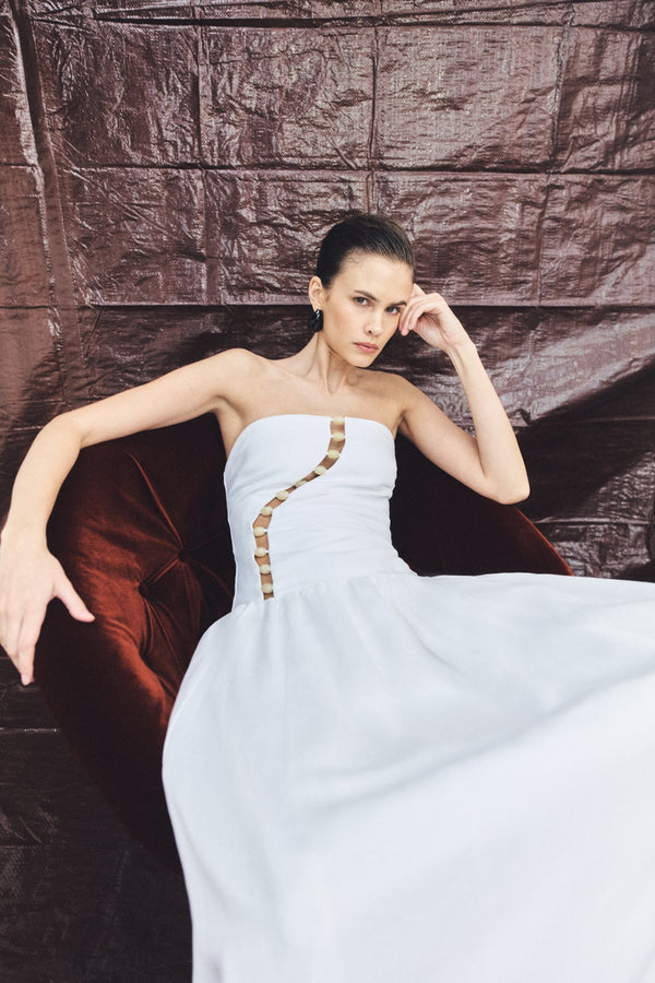 Shona Joy Effie Strapless Cut Out Maxi Dress in Ivory - size Aus 8/US 4 Shona Joy Effie Strapless Cut Out Maxi Dress in Ivory - size Aus 8/US 4