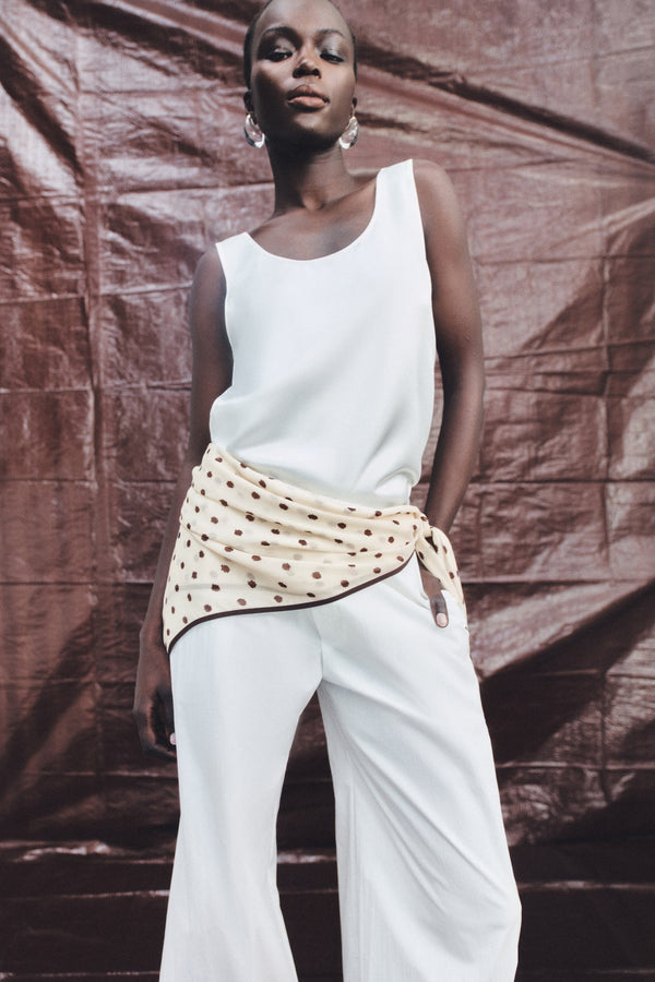 HOUSTON SHEER SCARF - BLANC POLKA