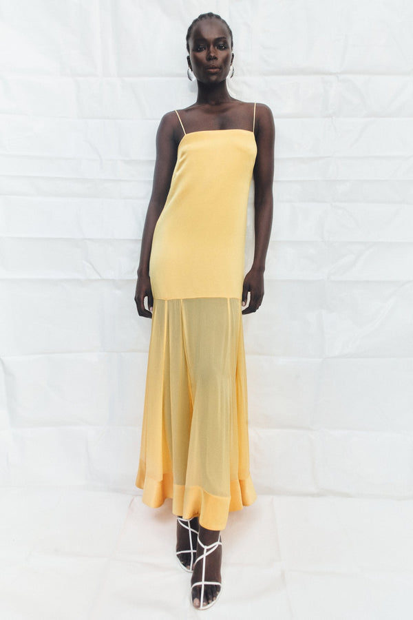 MORAYA DROPPED WAIST MAXI DRESS - SOLEIL