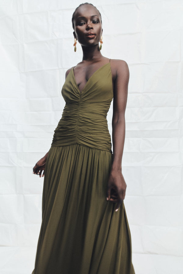 Juno Gathered Bodice Maxi Dress | Jungle | Dresses | Shona Joy Shona Joy US Juno Gathered Bodice Maxi Dress | Jungle | Dresses | Shona Joy Shona Joy US