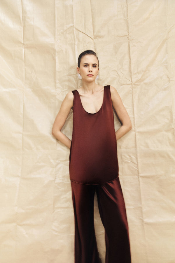 SAVANNA SCOOP NECK TOP - COFFEE