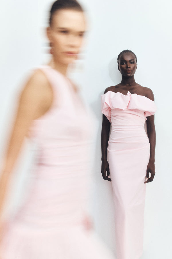 CAMPBELL STRAPLESS BUBBLE MAXI DRESS - BALLERINA