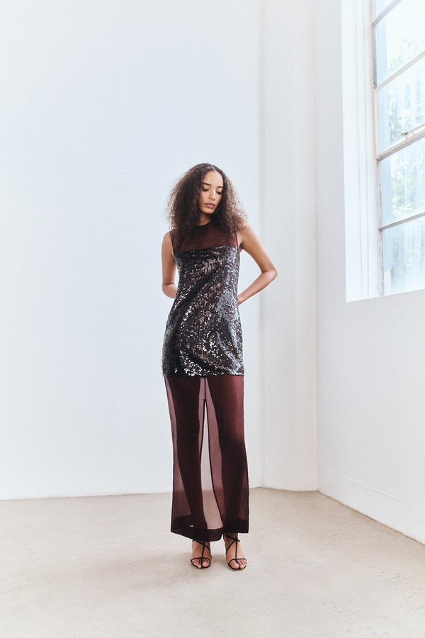 AMERIE SILK SEQUIN MAXI DRESS - PORT ROYALE