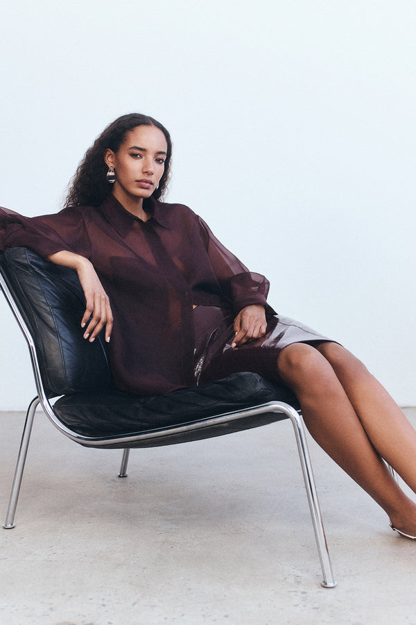 TIBBY SILK ORGANZA SHIRT - PORT ROYALE