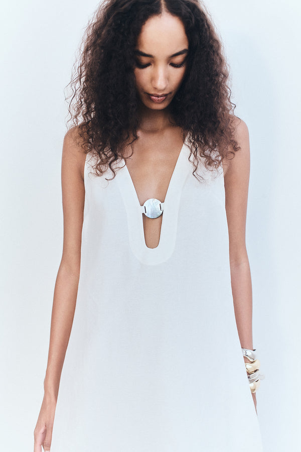 PALOMA PLUNGED MAXI DRESS - IVORY