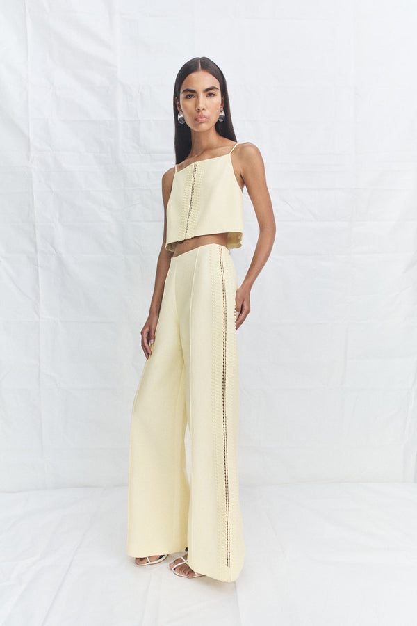 WRIGHT LACE LINEN BLEND PINTUCK PANT