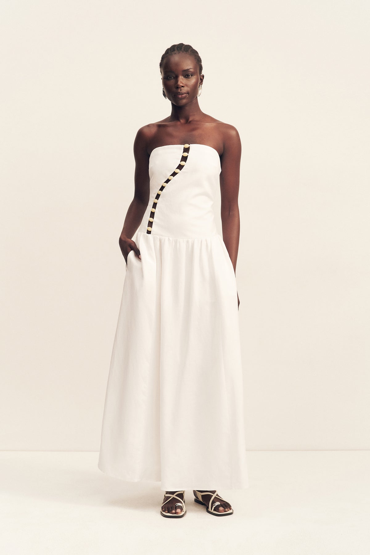 Effie Strapless Cut Out Maxi Dress | Ivory | Dresses | Shona Joy