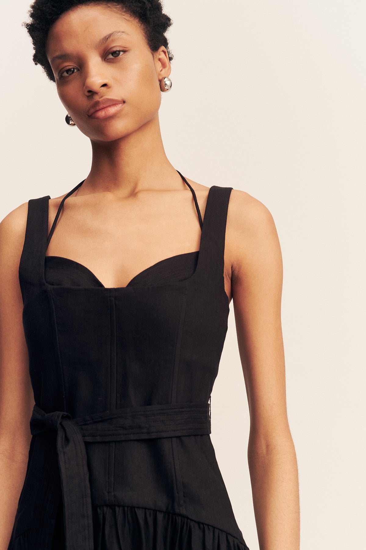 Kasbah Bustier Gathered Midi Dress | Black | Dresses | Shona Joy