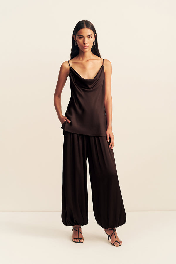 AGNES COWL NECK CAMI - ESPRESSO_F