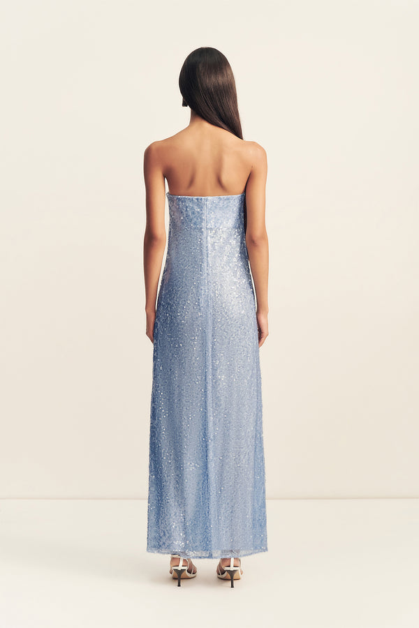 blue sequin strapless dress Shona Joy - Amerie Strapless Maxi Dress - Arcadian Blue