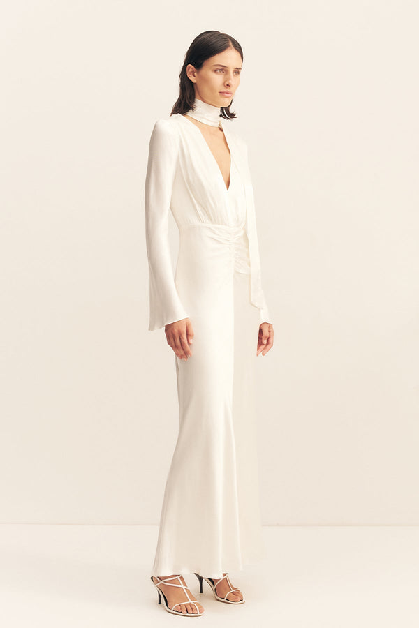 La Lune Plunged Long Sleeve Maxi Dress | White | Dresses | Shona Joy Shona Joy US La Lune Plunged Long Sleeve Maxi Dress | White | Dresses | Shona Joy Shona Joy US