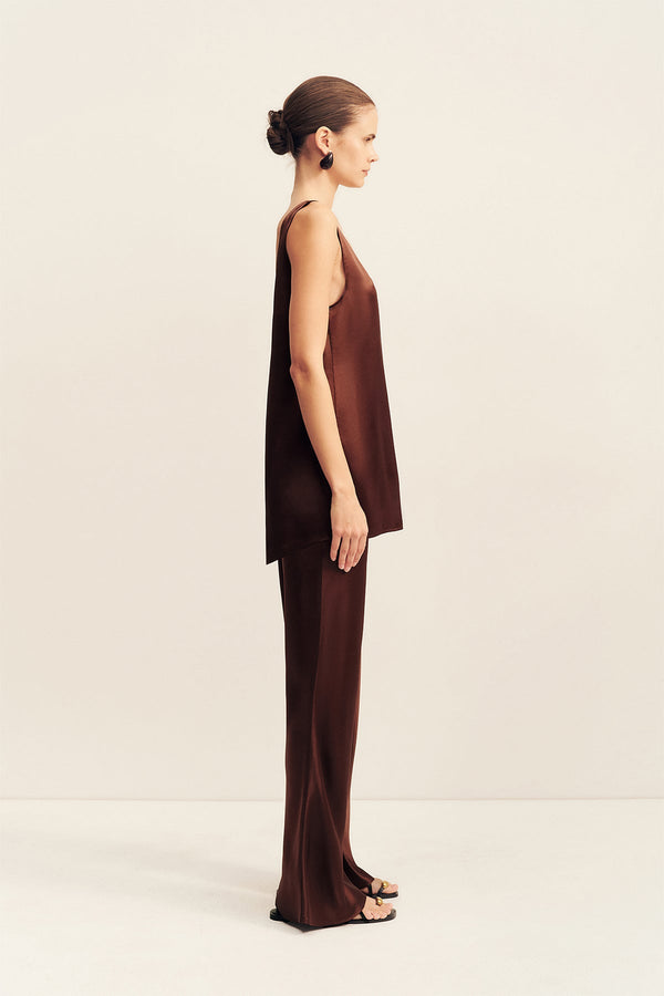 SAVANNA SCOOP NECK TOP - COFFEE
