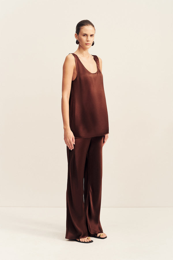 SAVANNA SCOOP NECK TOP - COFFEE