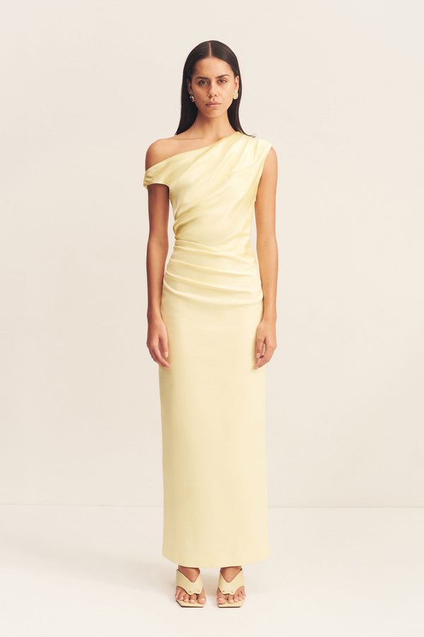 DILLON CONTRAST DRAPED MAXI DRESS - YELLOW SORBET_F