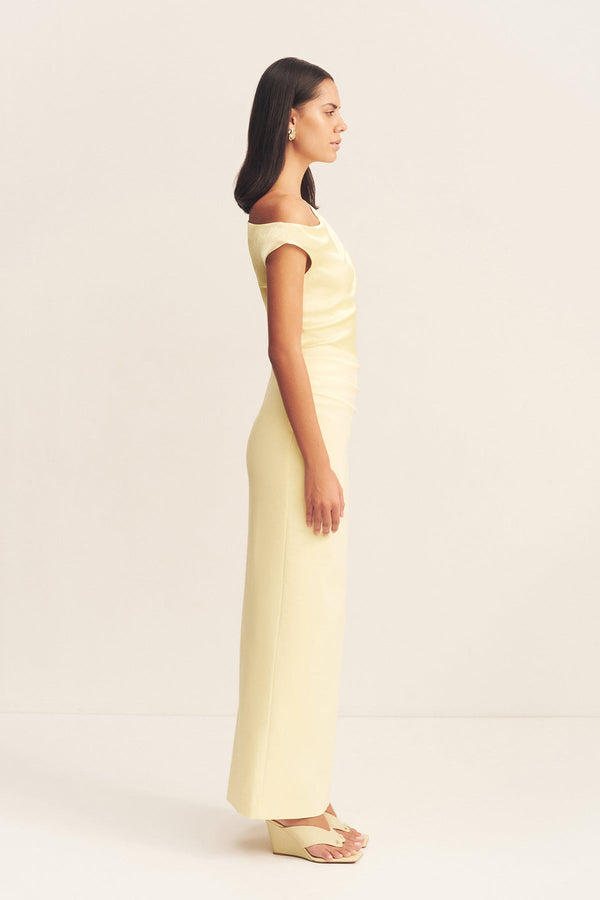 DILLON CONTRAST DRAPED MAXI DRESS - YELLOW SORBET_S