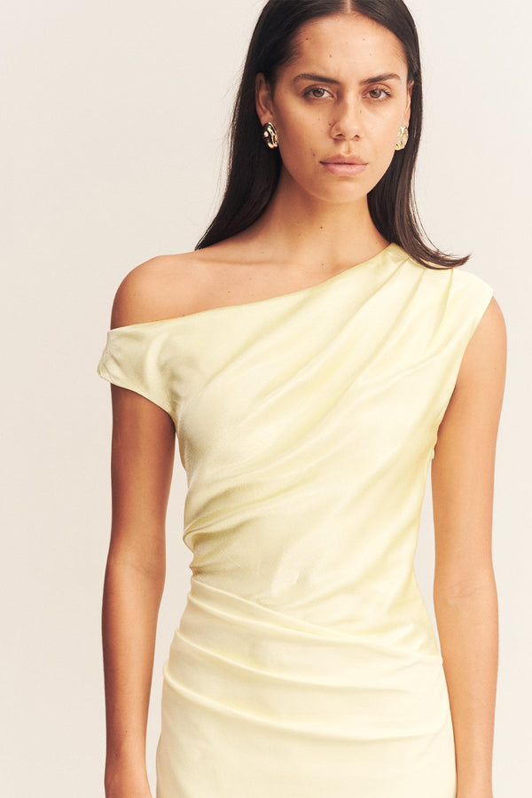 DILLON CONTRAST DRAPED MAXI DRESS - YELLOW SORBET_D