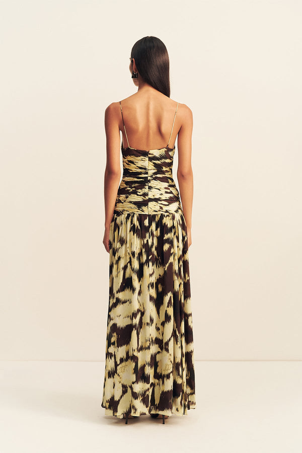 BENNY PLUNGED GATHERED MAXI DRESS