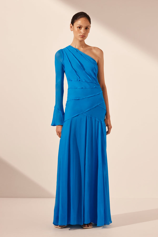 AMINA ASYMMETRICAL MAXI DRESS - AQUA_F