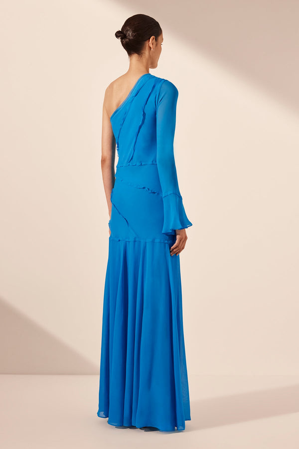 AMINA ASYMMETRICAL MAXI DRESS - AQUA_B