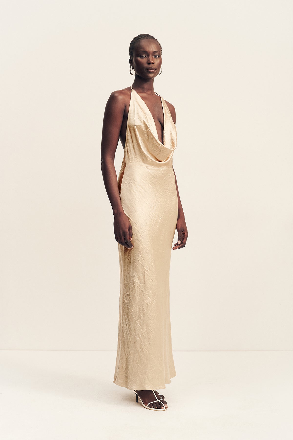 Andie Low Cowl Maxi Dress | Champagne | Dresses | Shona Joy