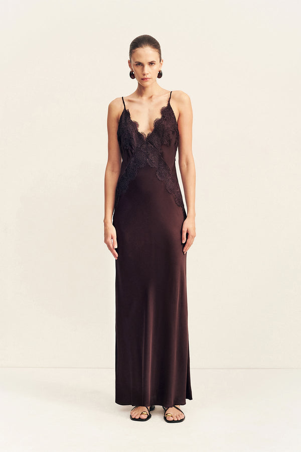 SIMONA LACE SLIP MAXI DRESS - ESPRESSO_F