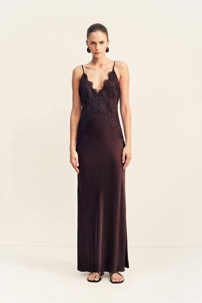 Simona Lace Slip Maxi Dress | Espresso | Dresses | Shona Joy