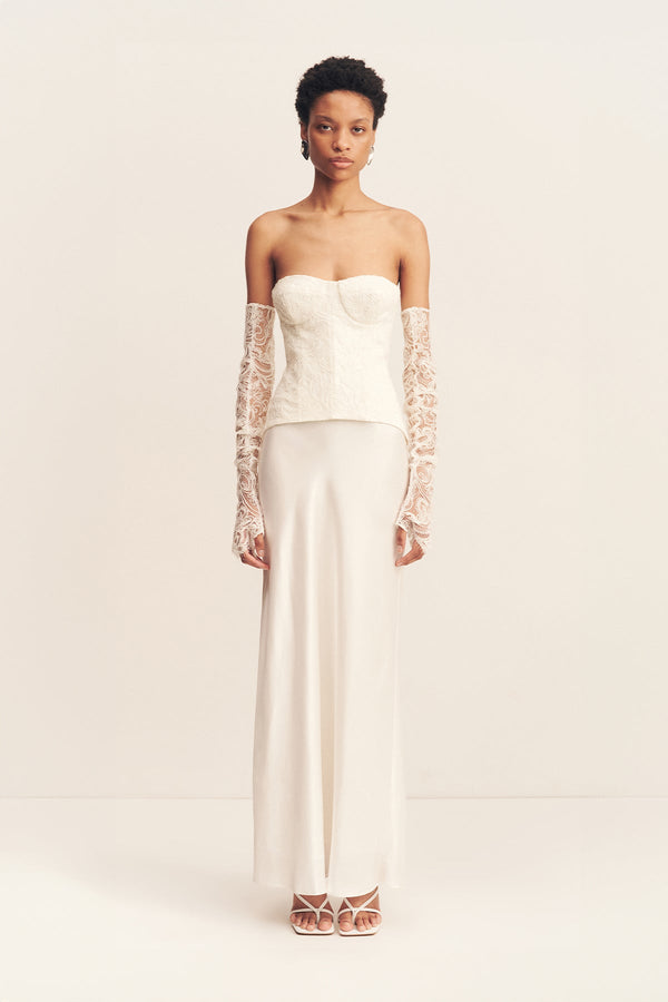 LUMINOUS LACE STRAPLESS BUSTIER - IVORY_F1