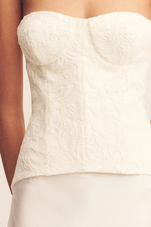 LUMINOUS LACE STRAPLESS BUSTIER - IVORY_SW