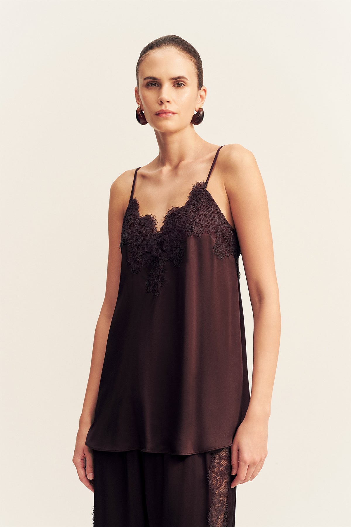 Simona Lace Cami | Espresso | Tops | Shona Joy – Shona Joy US
